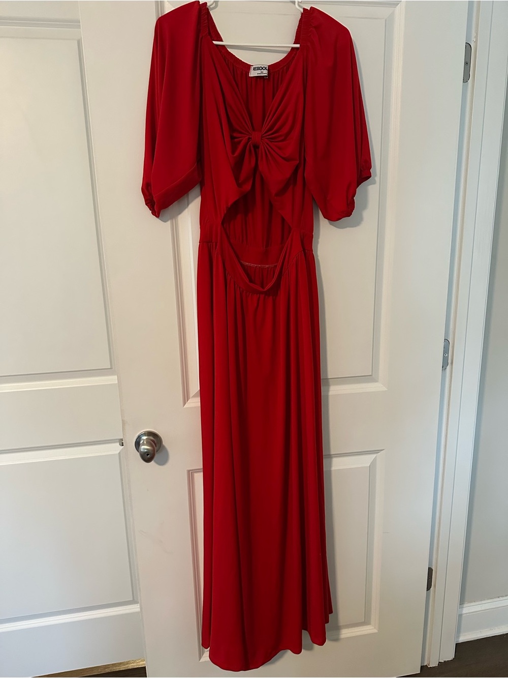 Red Knot-Front Maxi Dress